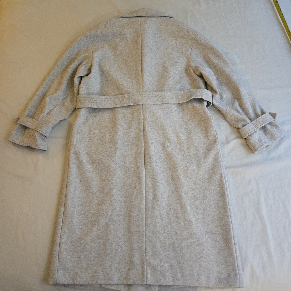 Express Belted Wrap Front Faux Wool Coat Light Gray HAL3 - Picture 15 of 16